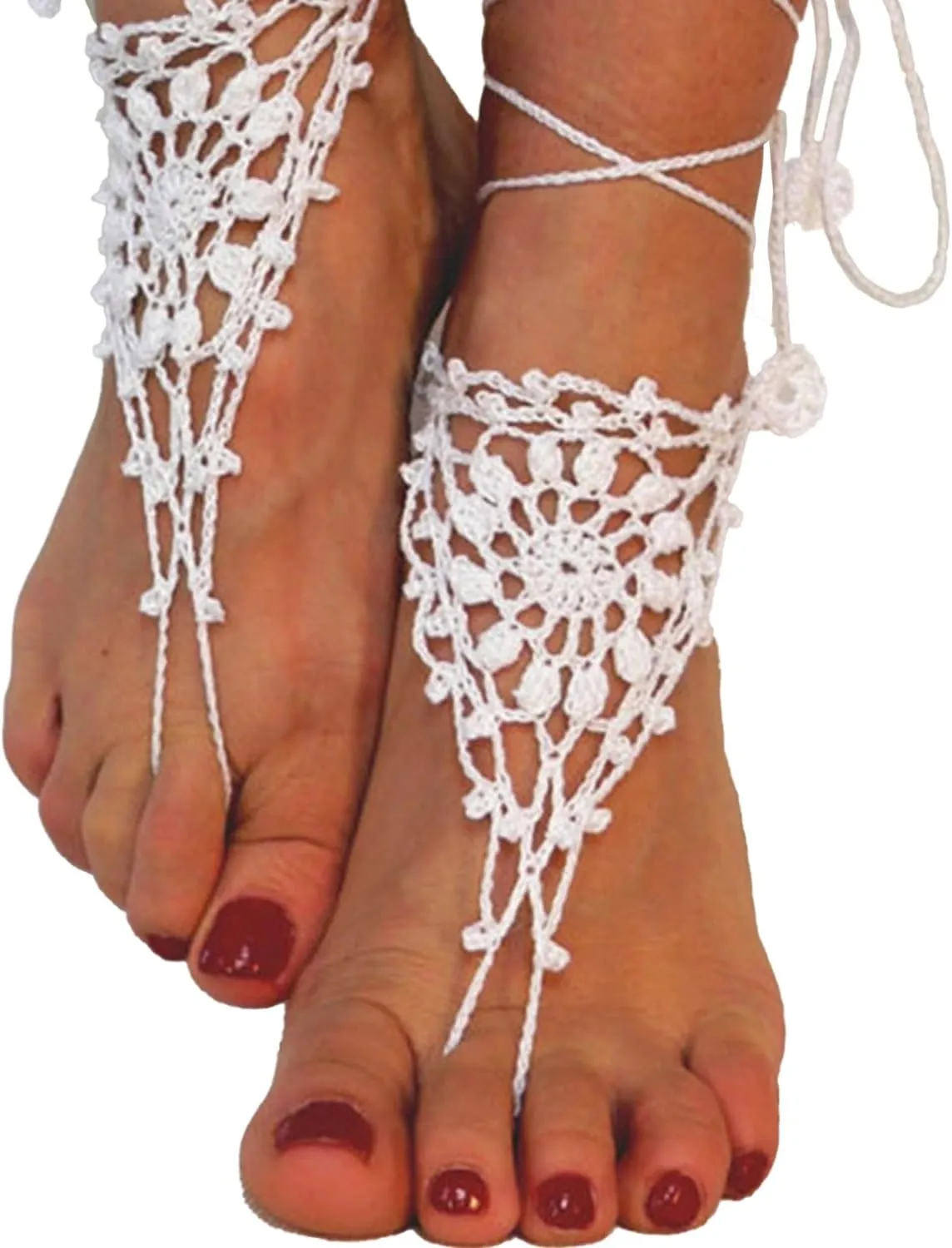 2PC Beach Anklet Barefoot Sandals Black Crochet Layered Lace Ring Foot Chain Bridal Wedding Anklet Foot Yoga Dance Trendy Accessories for Women