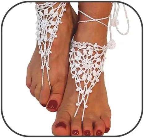 2PC Beach Anklet Barefoot Sandals Black Crochet Layered Lace Ring Foot Chain Bridal Wedding Anklet Foot Yoga Dance Trendy Accessories for Women