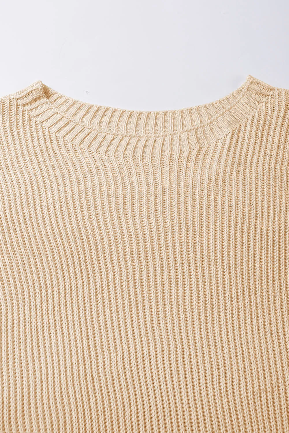 Apricot Side Slit Short Sleeve Oversized Sweater