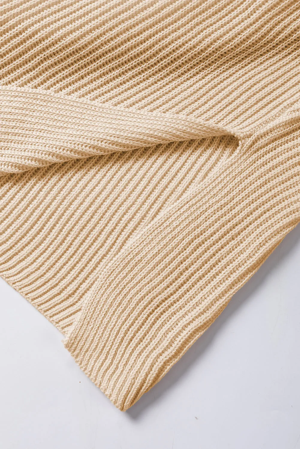 Apricot Side Slit Short Sleeve Oversized Sweater