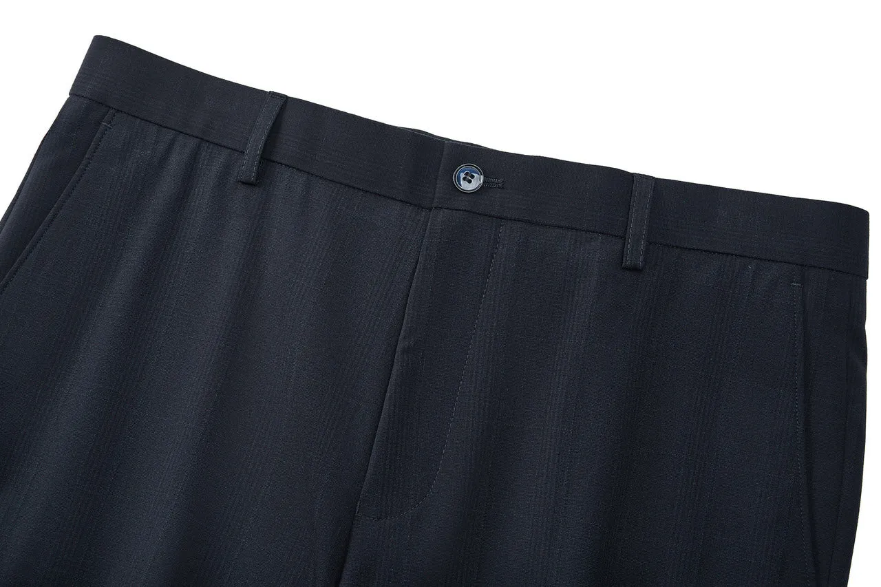 Blended Stretch Check Suit Pants  in Regular Fit