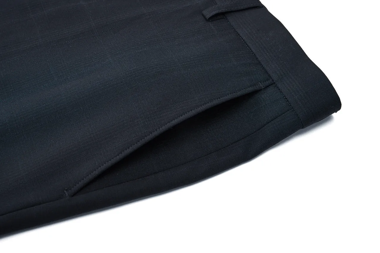 Blended Stretch Check Suit Pants  in Regular Fit