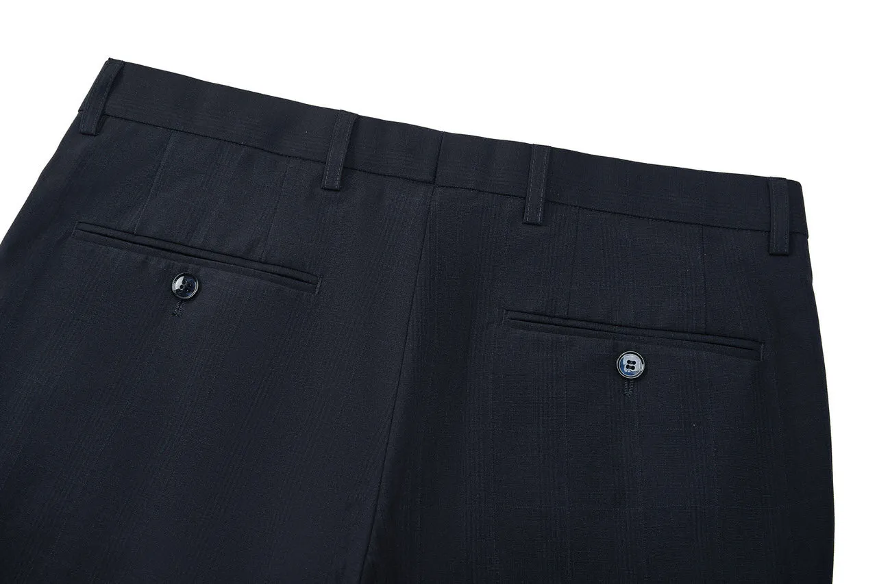 Blended Stretch Check Suit Pants  in Regular Fit