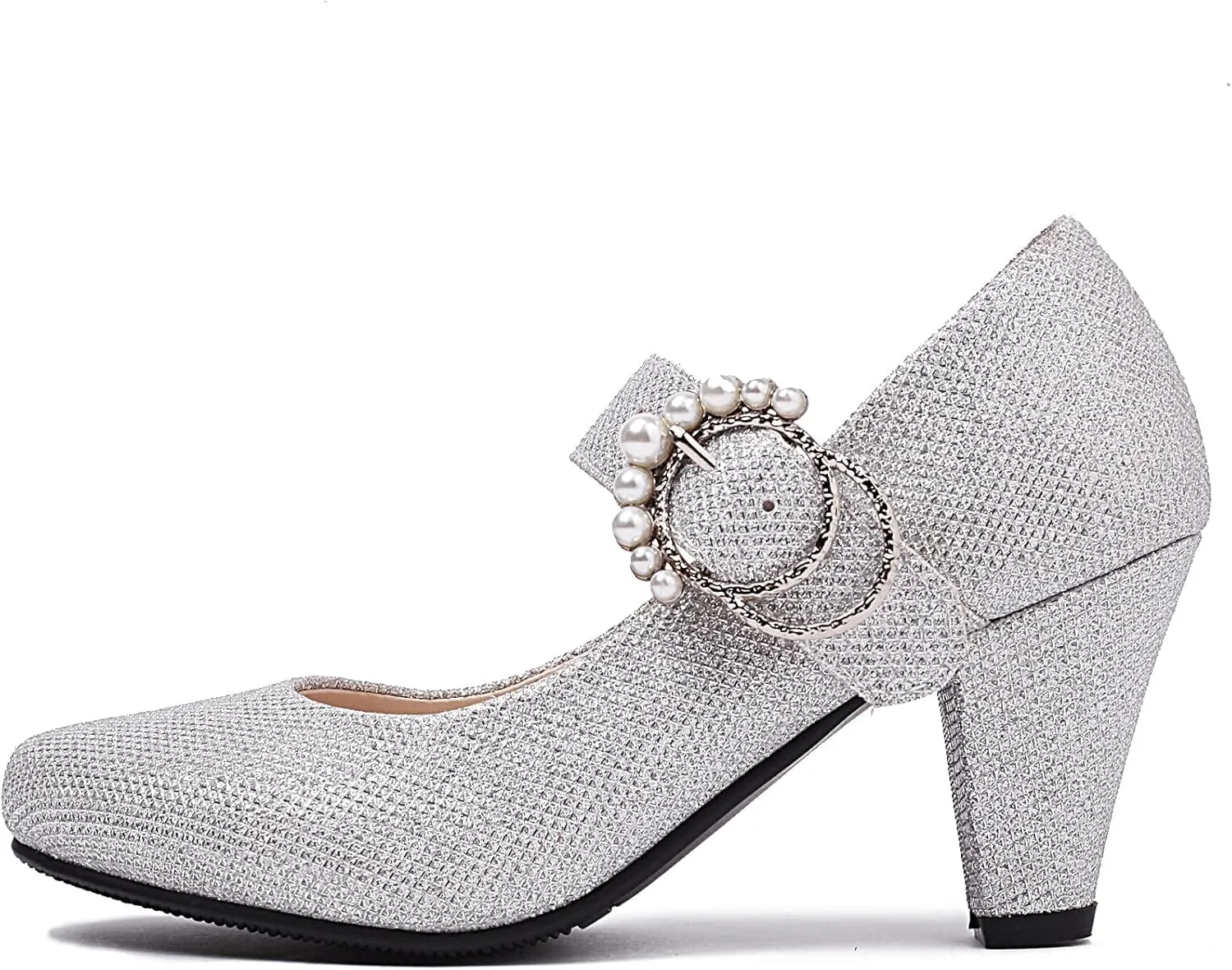 Elerhythm Women's Mary Jane Bow Closed Toe Vintage Pumps Heels Gatsby Victorian 1920s Dresses Faux Suede Shoes