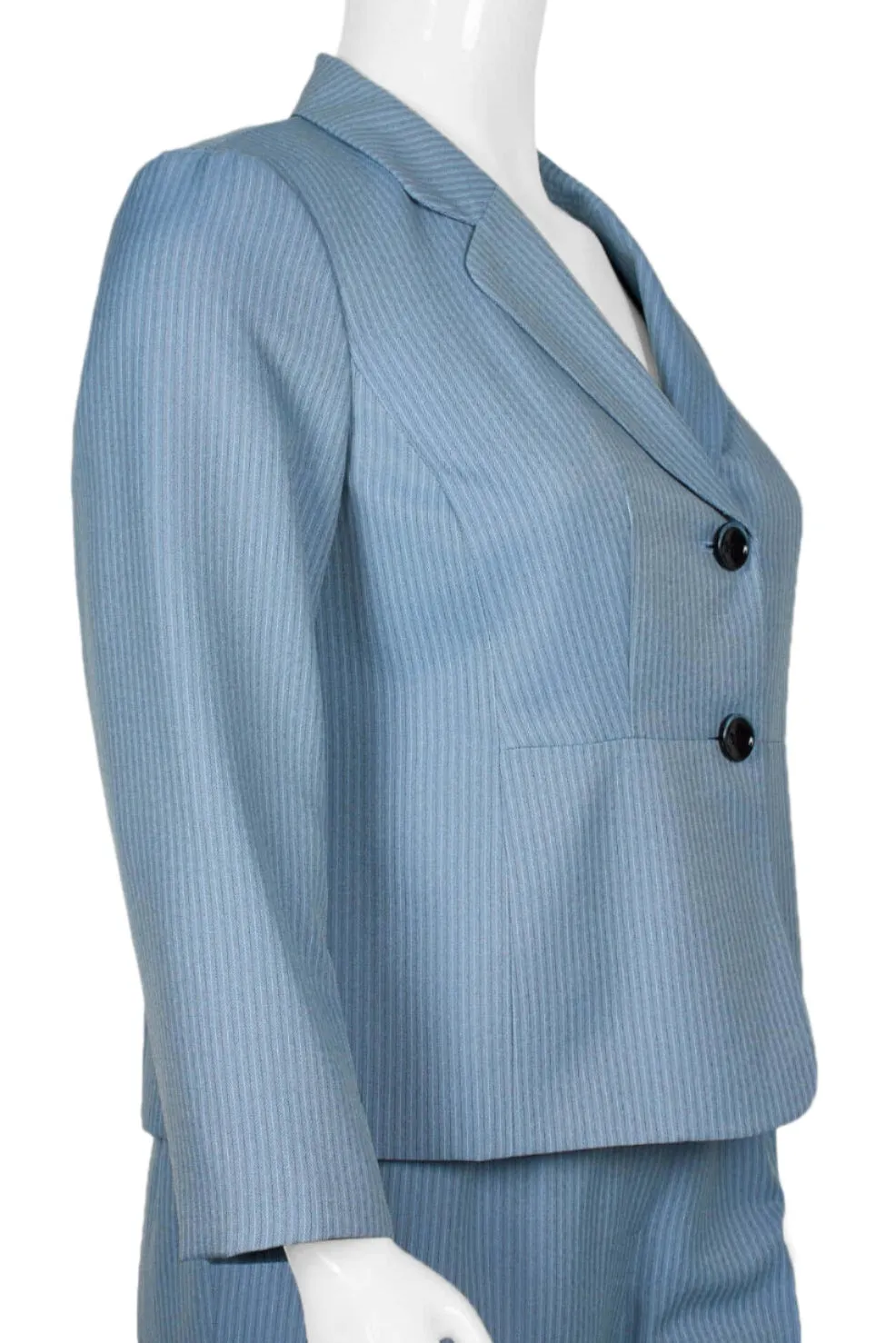 Evan Picone Notched Collar Two Button Long Sleeve Twill Pant Suit (Plus Size)