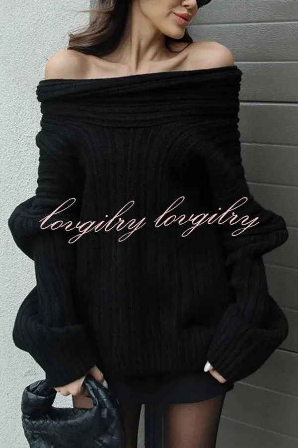 Fashionable Irregular Collar Loose Casual Knitted Sweater