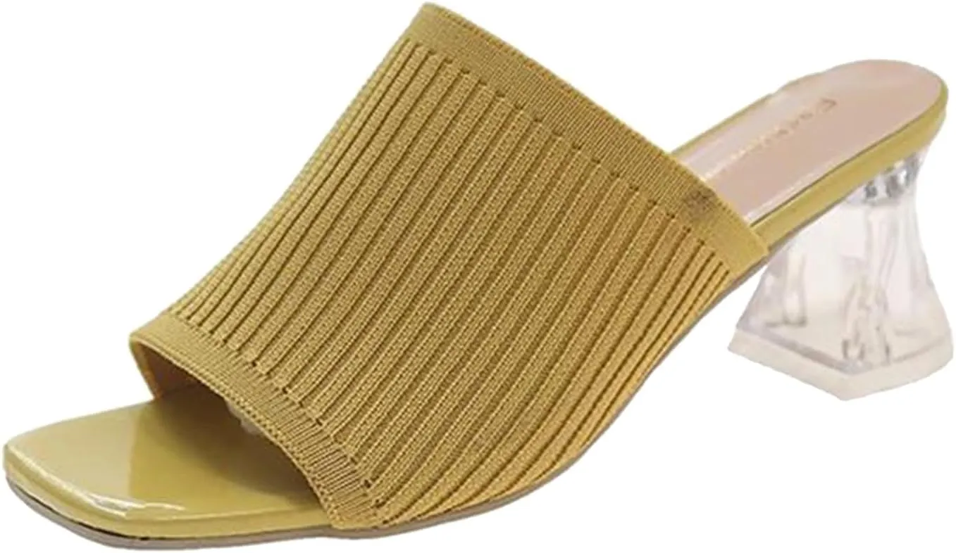 Kitten Heels for Women Short Heel Work Sandals Summer Knit Mules Comfort Pumps Dress Shoes Business Casual Shoes