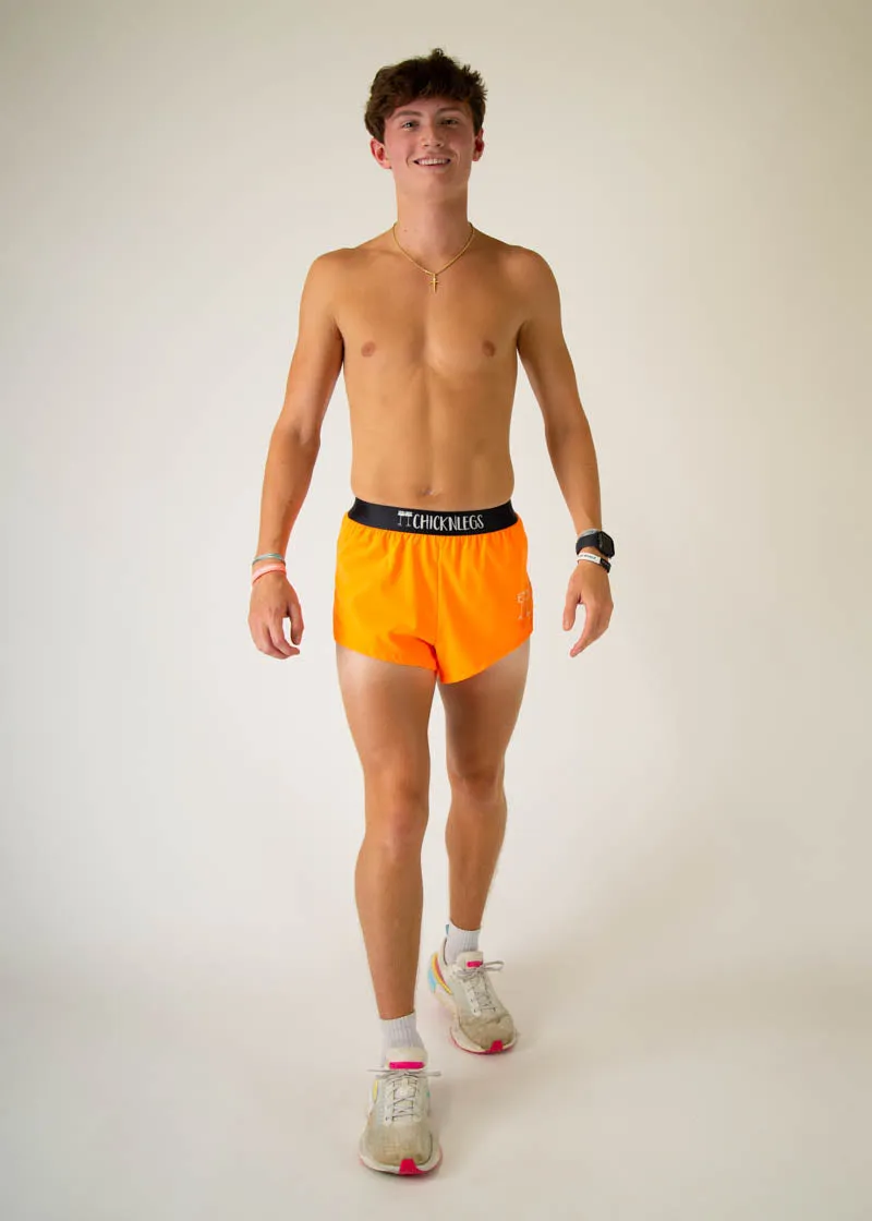 Men's Neon orange 2" Split Shorts