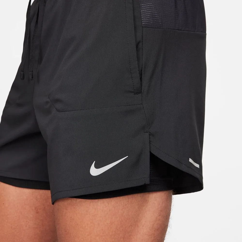 Mens Stride Dri-FIT 5 Inch 2-in-1 Running Shorts - Black