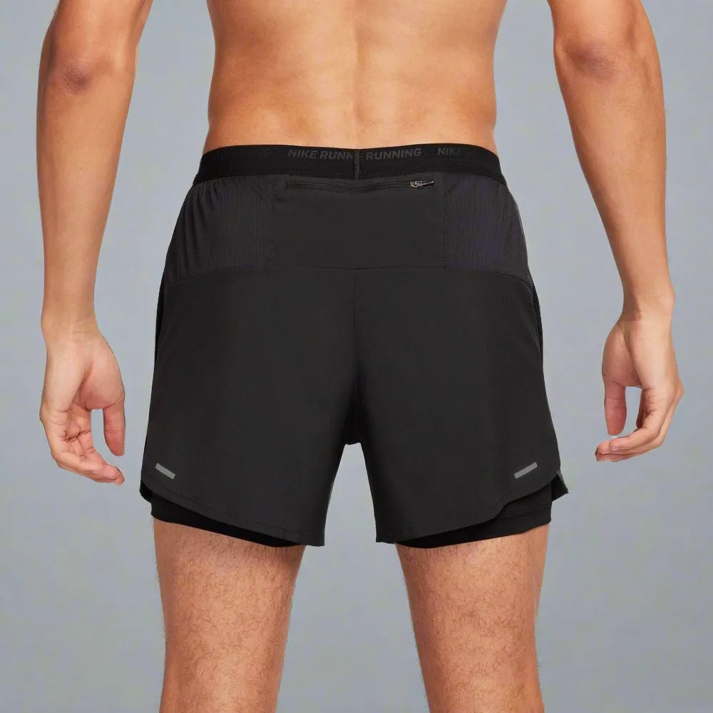 Mens Stride Dri-FIT 5 Inch 2-in-1 Running Shorts - Black