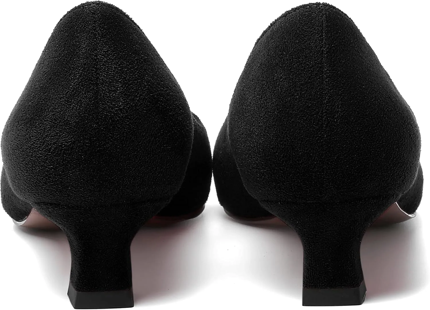 MERRORI Womens Slip On Suede Round Toe Dress Shoes Solid Casual Office Kitten Low Heel Pumps Shoes 1.5 Inch