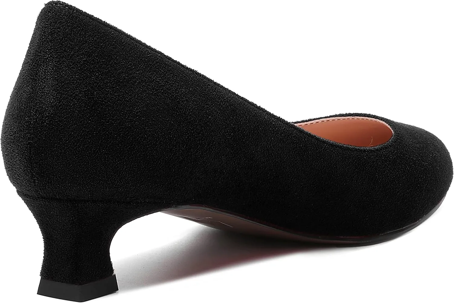 MERRORI Womens Slip On Suede Round Toe Dress Shoes Solid Casual Office Kitten Low Heel Pumps Shoes 1.5 Inch