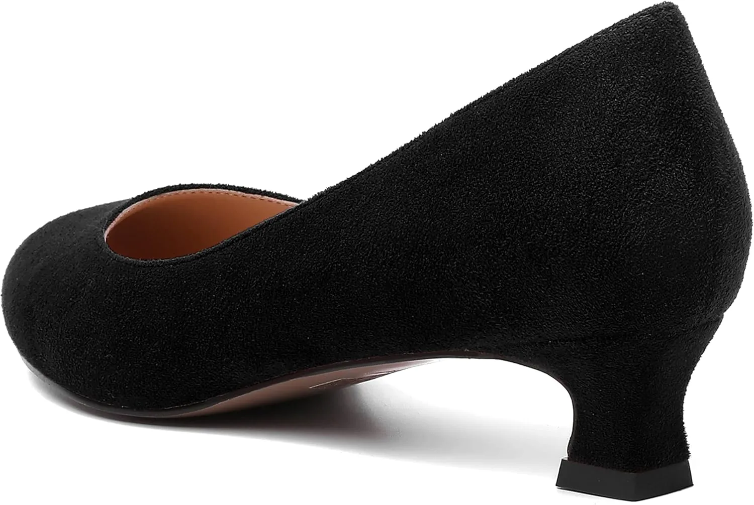 MERRORI Womens Slip On Suede Round Toe Dress Shoes Solid Casual Office Kitten Low Heel Pumps Shoes 1.5 Inch