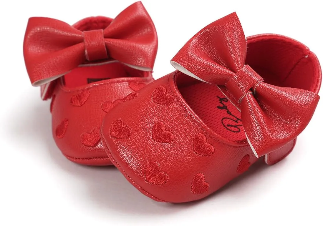 RVROVIC Baby Girls Shoes Soft Sole Mary Jane Flats Princess Dresses Shoes PU Cute Bow Prewalker