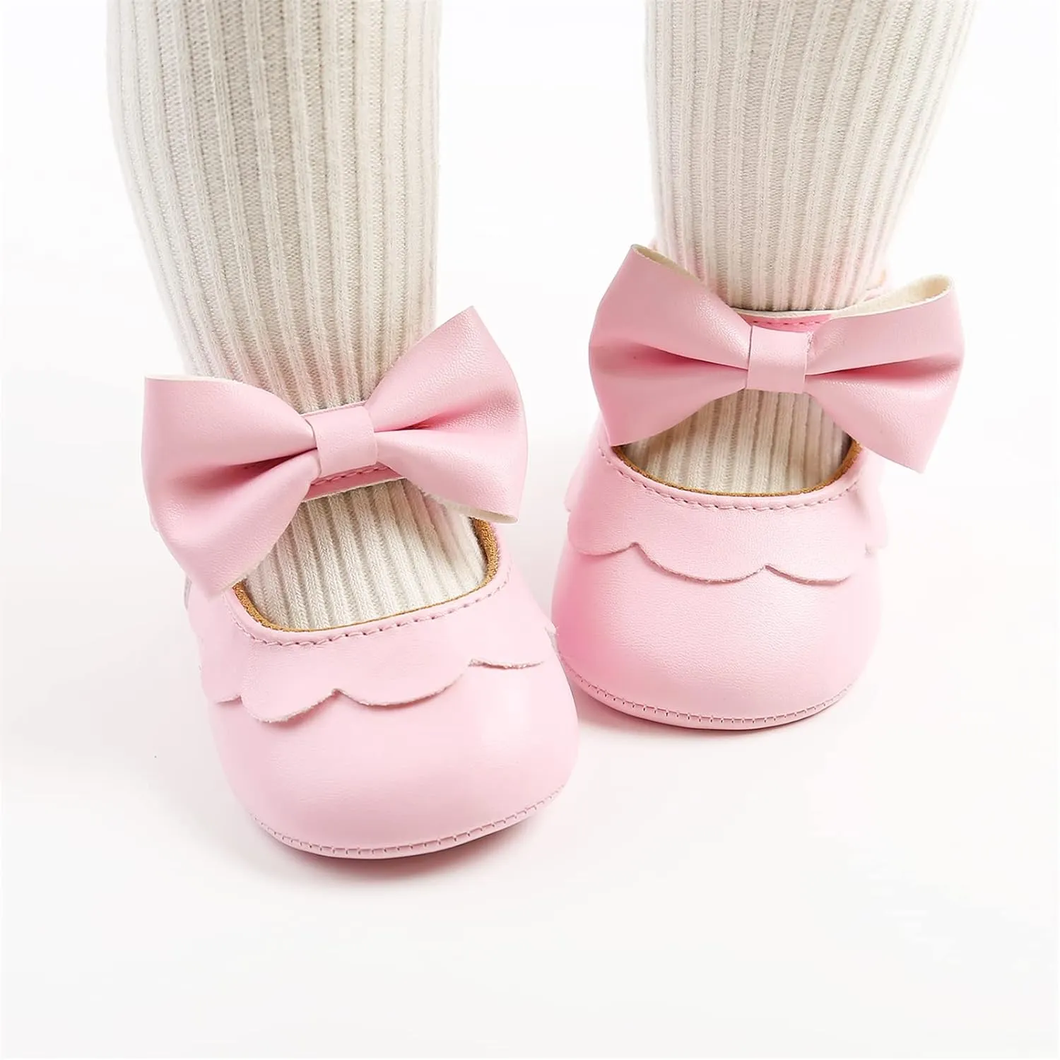 RVROVIC Baby Girls Shoes Soft Sole Mary Jane Flats Princess Dresses Shoes PU Cute Bow Prewalker