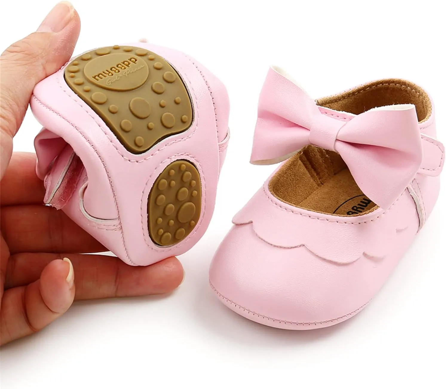 RVROVIC Baby Girls Shoes Soft Sole Mary Jane Flats Princess Dresses Shoes PU Cute Bow Prewalker