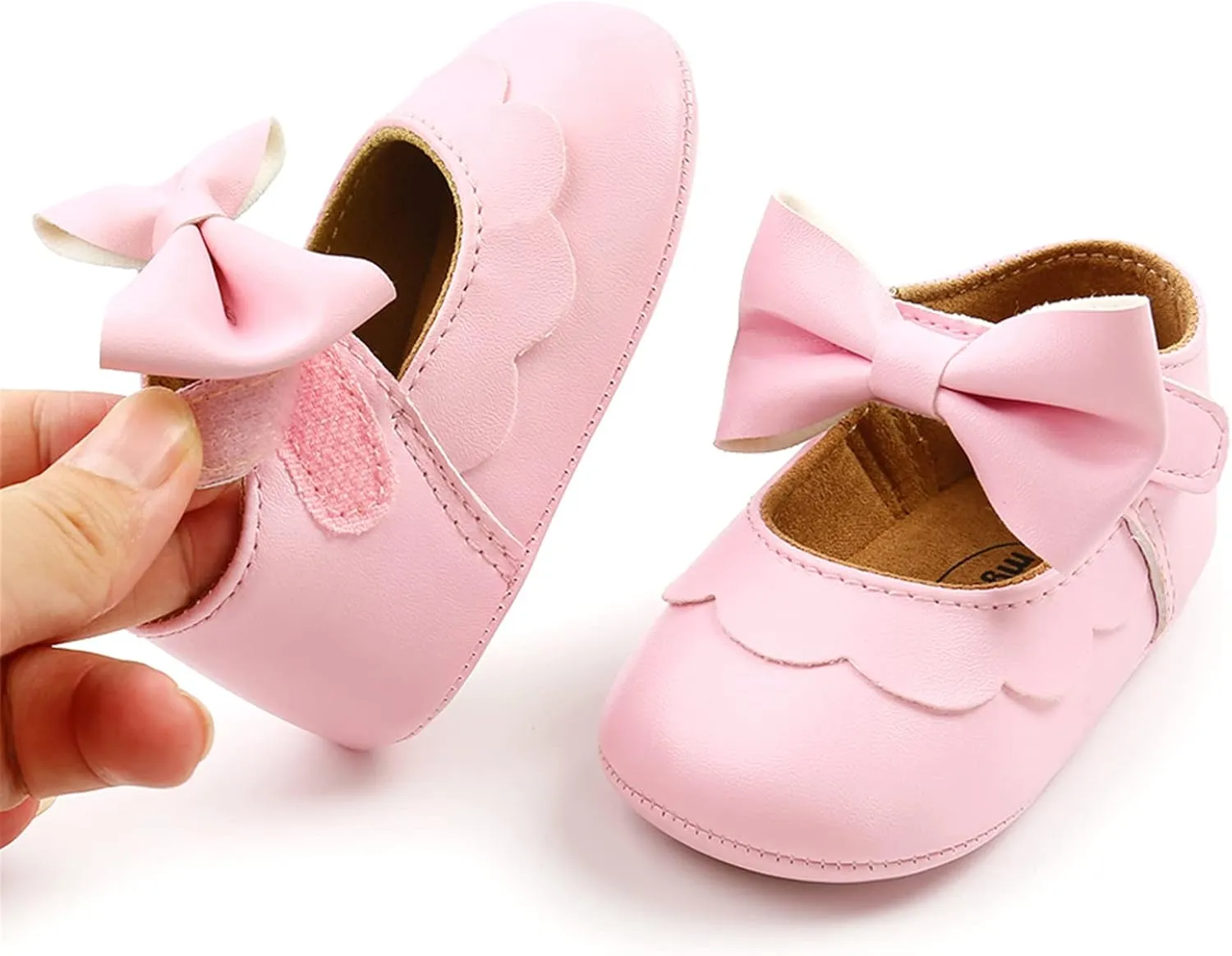 RVROVIC Baby Girls Shoes Soft Sole Mary Jane Flats Princess Dresses Shoes PU Cute Bow Prewalker