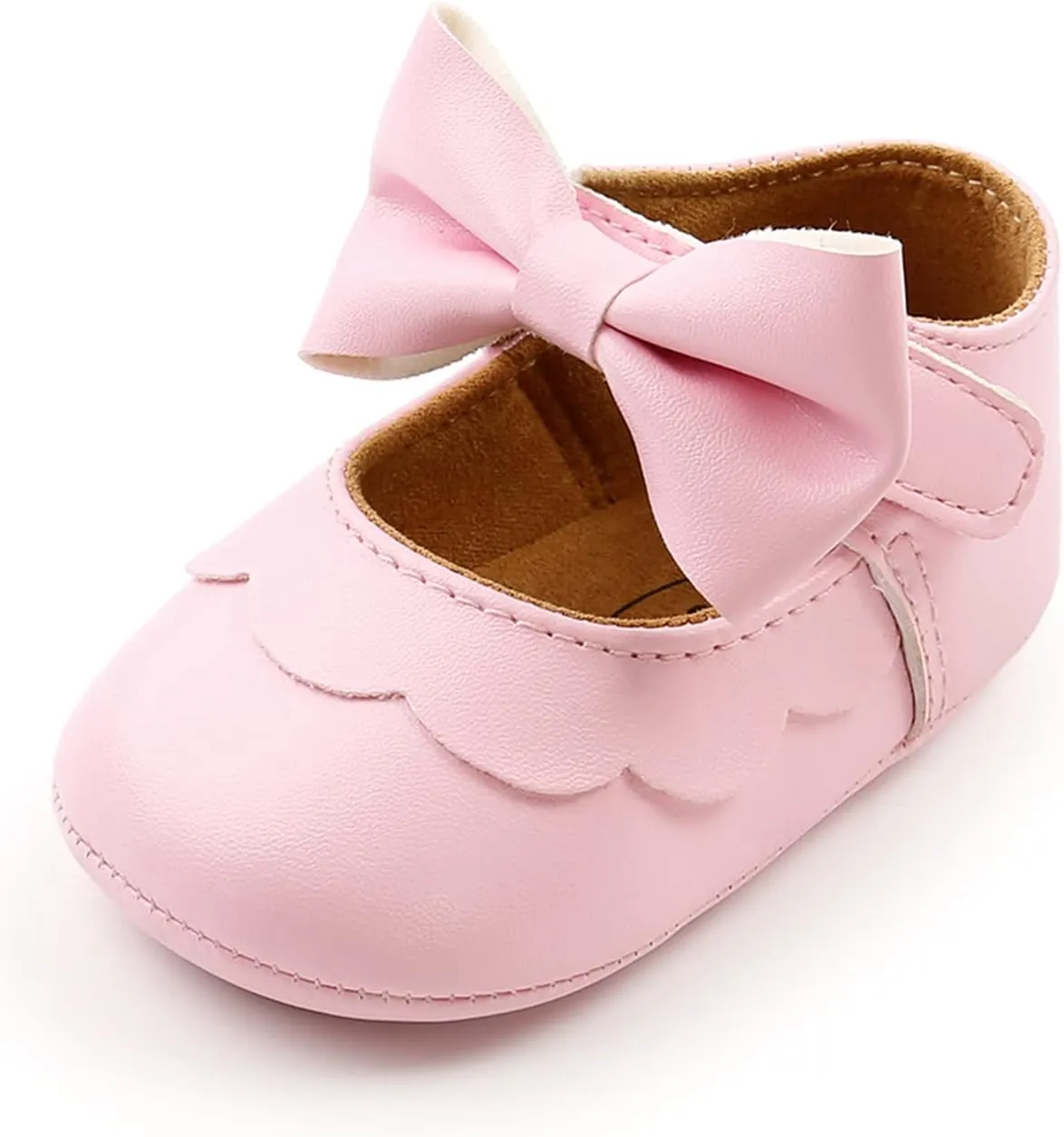 RVROVIC Baby Girls Shoes Soft Sole Mary Jane Flats Princess Dresses Shoes PU Cute Bow Prewalker