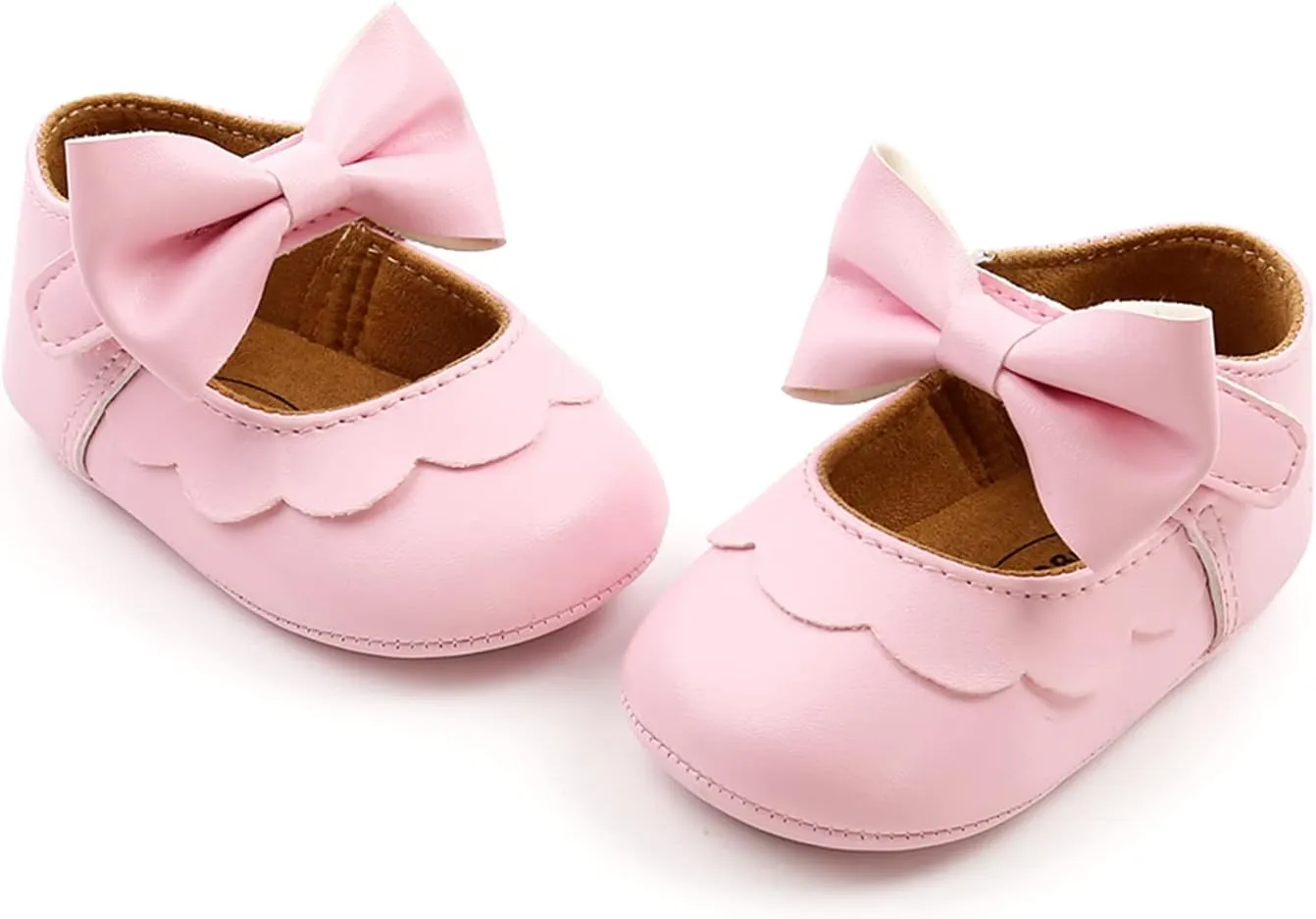 RVROVIC Baby Girls Shoes Soft Sole Mary Jane Flats Princess Dresses Shoes PU Cute Bow Prewalker