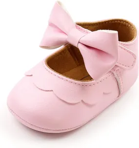 RVROVIC Baby Girls Shoes Soft Sole Mary Jane Flats Princess Dresses Shoes PU Cute Bow Prewalker