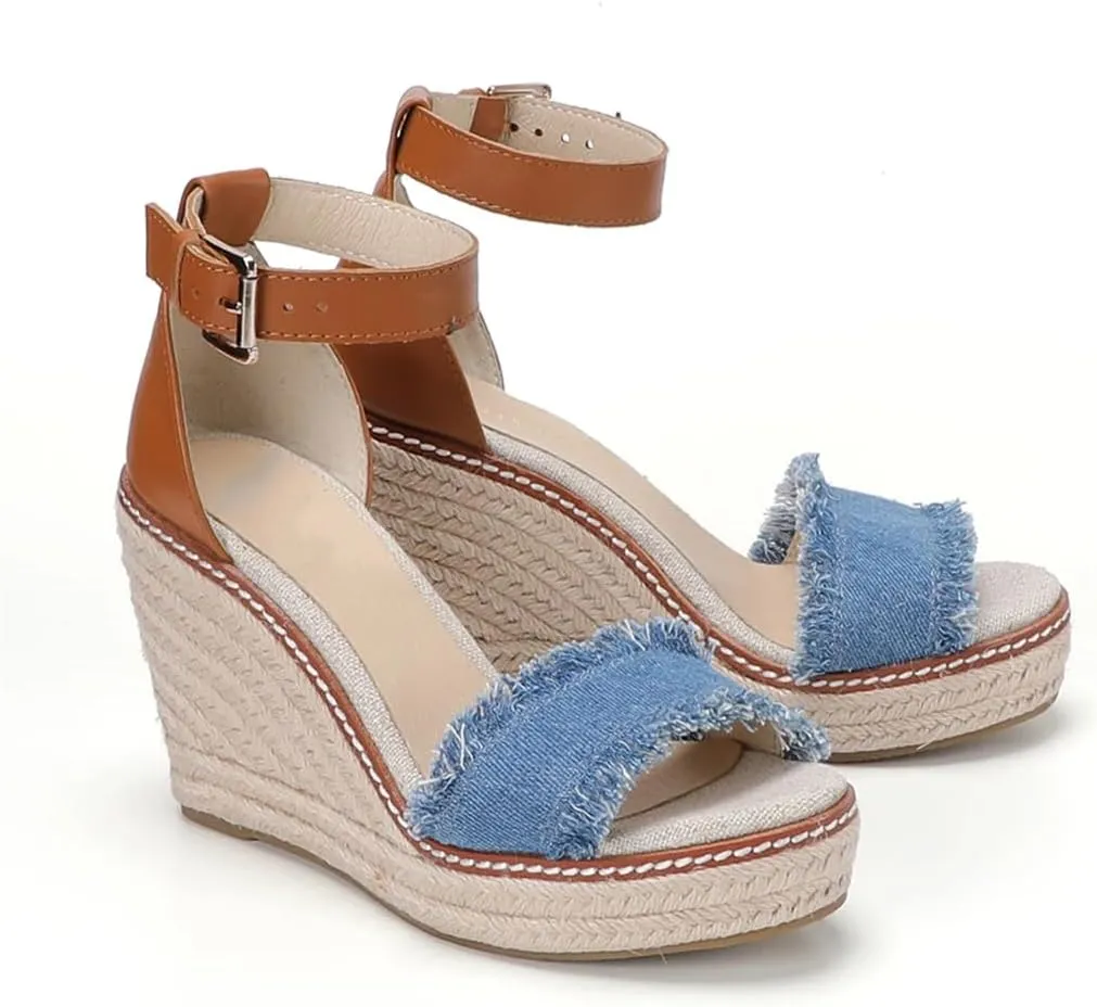 Sandals For Women, Platform Ankle Strap Shoes Heel For Dresses Heels Slip On Wedge