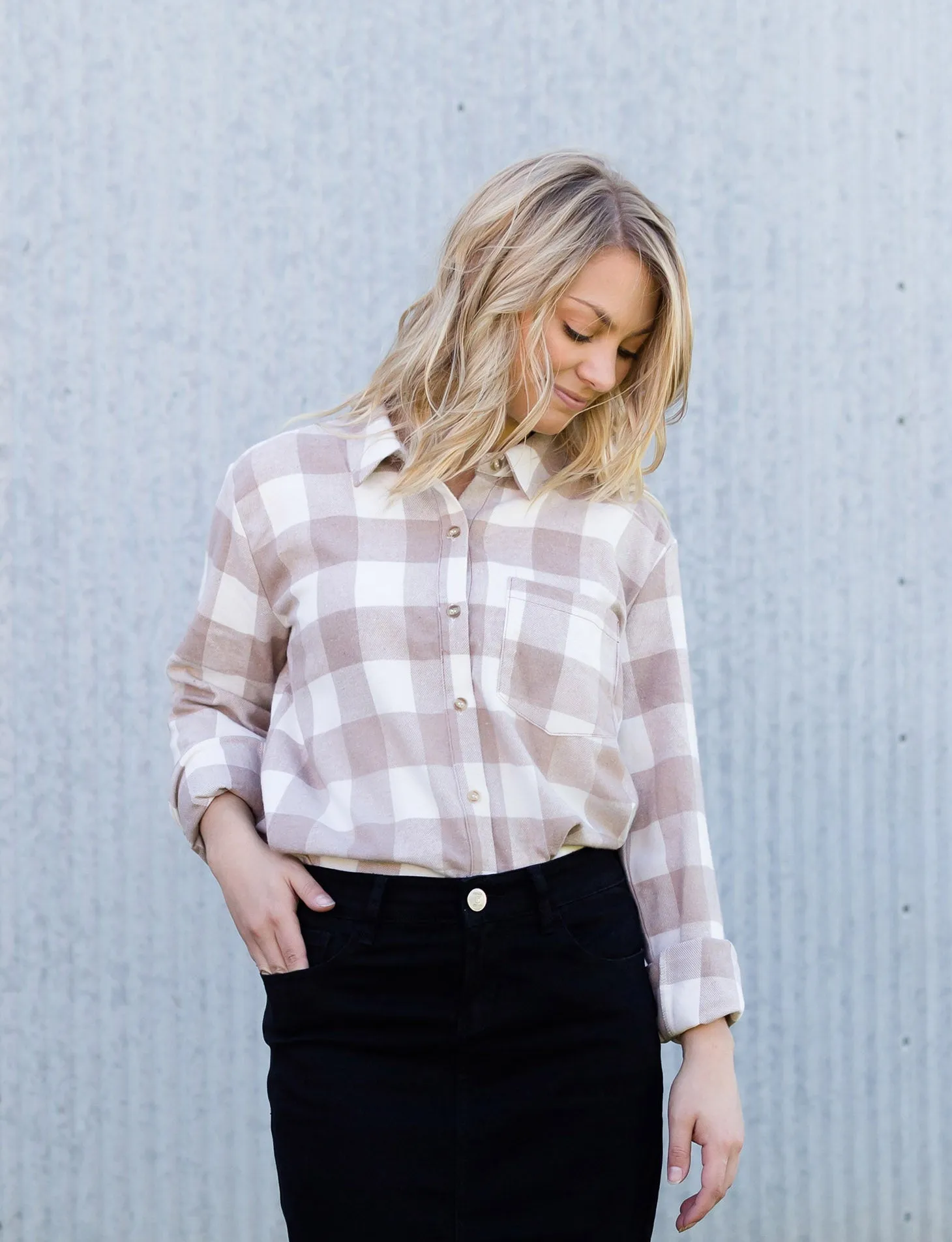 Soft Brushed Flannel Button Up Top - FINAL SALE