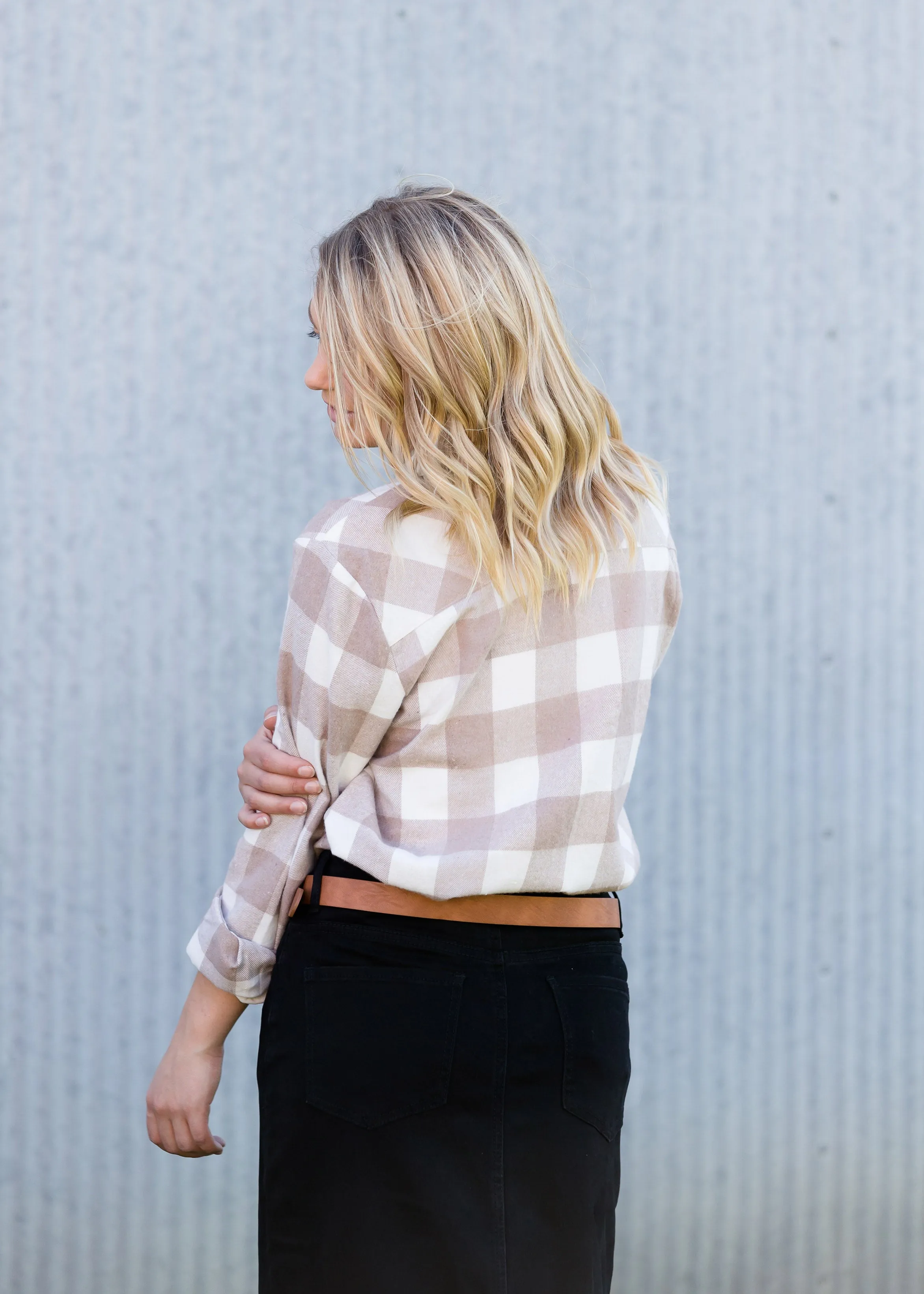 Soft Brushed Flannel Button Up Top - FINAL SALE