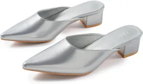 TIJN Heels,Pointed Toe Mules for Momen with Low Heel, Breathable Mesh Knit Slip On Flat Sandals,Helka